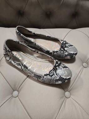 Sam Edelman Felicia Flats Ballerina Ballets Phyton Animal Print Leather 8.5